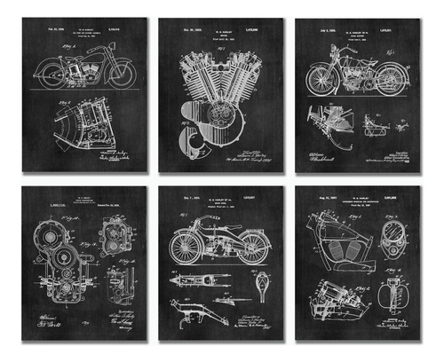 Impresiones Artísticas De Patentes De Motocicletas - Juego D