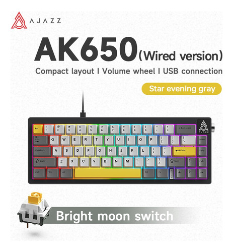 Teclado Mecânico Ajazz Ak650 Cold Crow Cross Rgb Wired