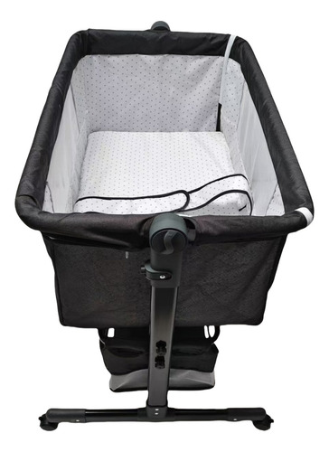 Cuna Para Bebe De Doblae Soporte Con Mosquitero Gris Oscuro