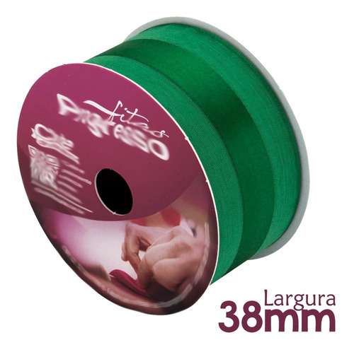 1 Peça De Fita De Organza Com Cetim 38mm Vce009 C/10 Metros Cor 217 Verde Bandeira