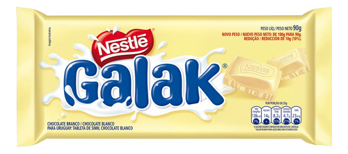 Chocolate branco Galak Nestlé  pacote 90 g