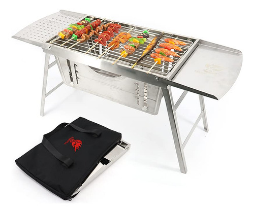 Biggerfire Parrilla De Carbon Portatil Integrada Plegable Gr