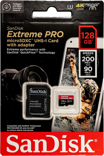 Memoria Sandisk Micro Sd 128gb Extreme Pro C10 170mb/90s Wr