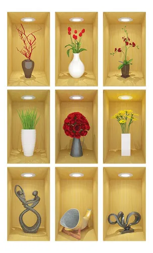 Adhesivo decorativo de pared con forma de hornacina para sala de estar, dormitorio, 9 piezas
