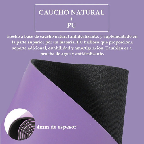 Imagen 4 de 10 de Mat Colchoneta Yoga Caucho Natural 4 Mm Guia De Posiciones