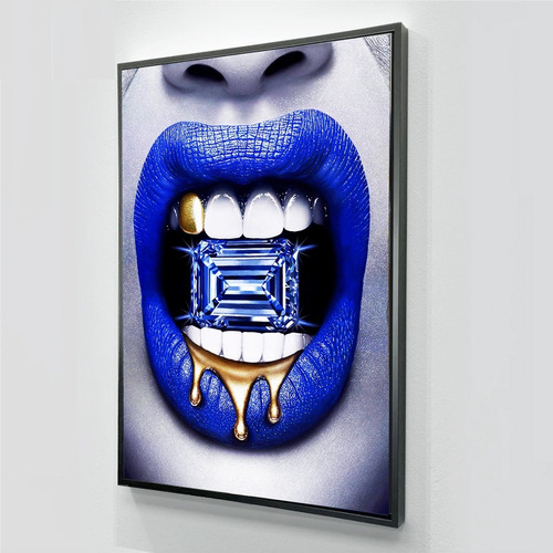 Canvas | Mega Cuadro Decorativo | Labios Azul | 90x60