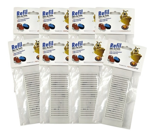 Kit 8 Filtros Refil Fonte Bebedouro Gatos Furacão Pet Cor Branco