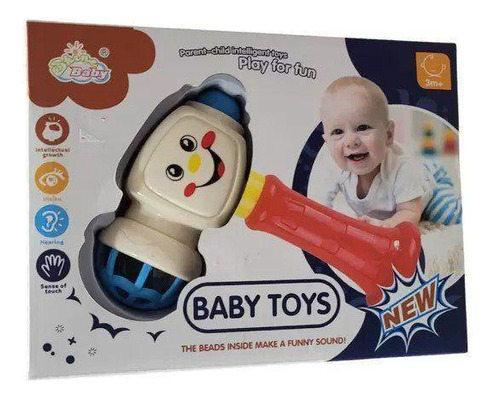 Brinquedo Infantil Chocalho Martelinho Branco Para Bebês Cor Única
