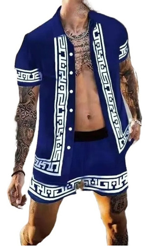 Conjunto De Camisa De Playa Hawaiana Vintage Para Hombre [u]