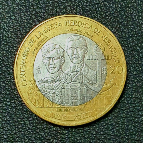 Moneda 20 Pesos Centenario Gesta Heroica Veracruz