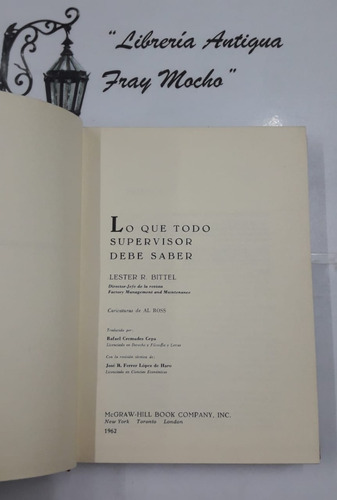 Lo Que Todo Supervisor Debe Saber-lester R Bittel Tapa Dura 