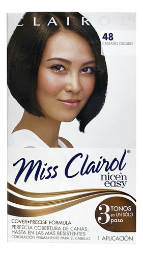 2 Pzs Miss Clairol Tinte Permanente Dama 48 Castaño Obscuro