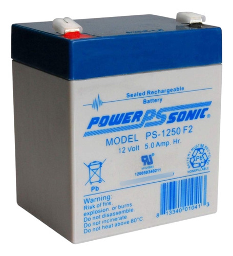 Batería Power Sonic 12 Voltios 5 Amperios Recargable