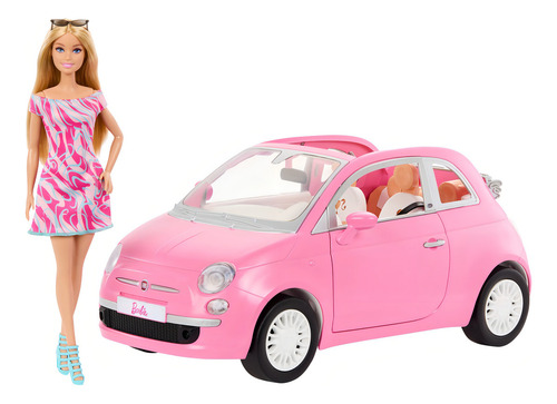 Barbie Vehículo Para Muñecas Fiat Rosa Con Muñeca Color Mult