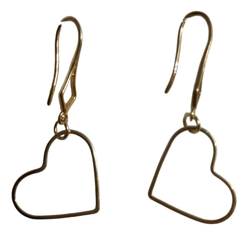 Aretes De Corazón En Baño De Oro Aretes Colgantes Moda C