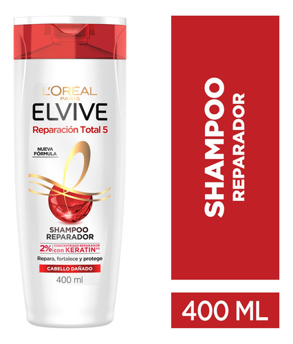 Shampoo Reparación Total 5 Elvive L´oréal Paris 400ml X 2u