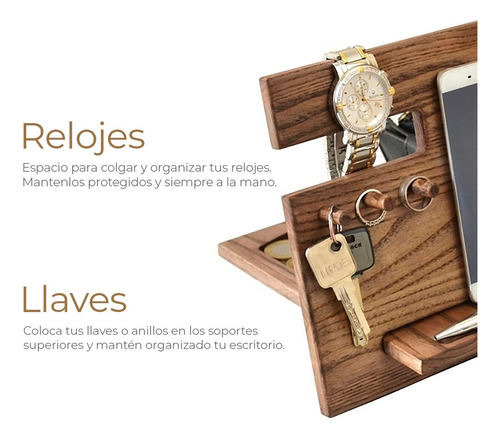 Organizador Buro Escritorio Celular Reloj Para Hombre