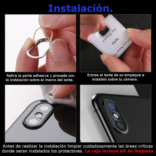 Kit Protector Cámara Lente Marco + Glass iPhone 10 iPhone X