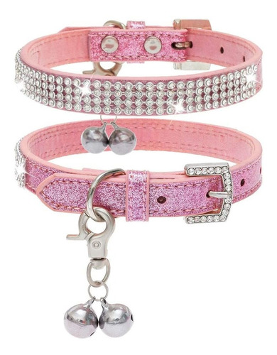  Basic Adjustable Dog Cat Collar Bling Diamante With Be...