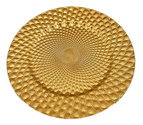 Plato Base 33 Cm Martillado Dorado