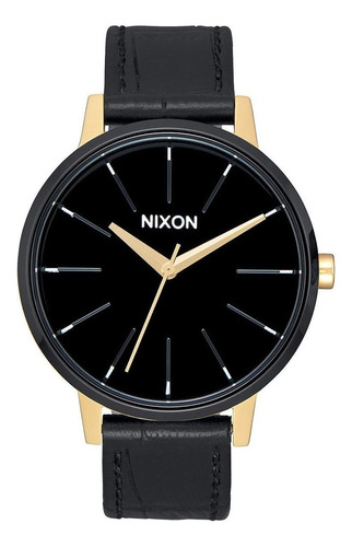 Reloj Nixon Hombre Blanco Porter Leather A1058104 Color De La Correa Negro