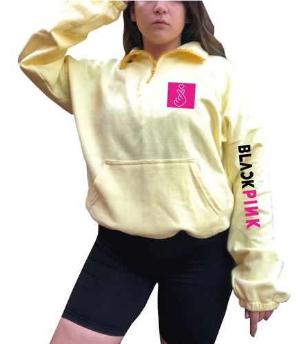 Poleron Hoodie Oversize Black Pink Kpop Lacombidelmemo