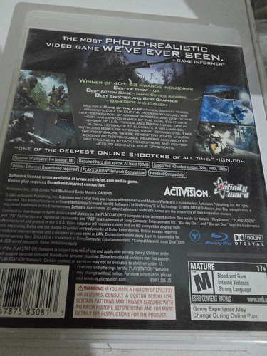 Call Of Duty 4 Modern Warfare Ps3 Playstation 3 (Usado)