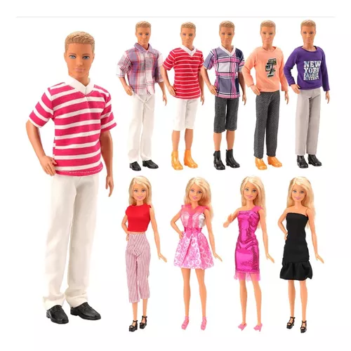 Kit De Acessórios Roupas Para Boneca Barbie e Ken - Sheilinha