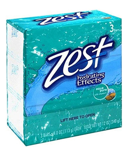 Zest 3 Bar Aqua Pure Soap, 4 Oz