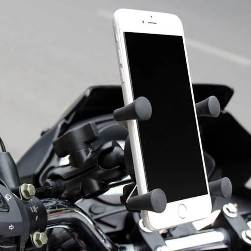 Imagen 2 de 5 de Soporte Porta Celular A Espejo Moto Premium