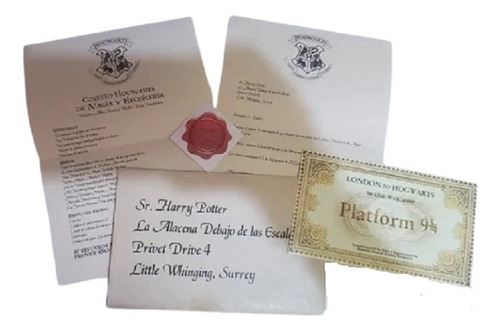 Carta Harry Potter Invitación Mas Boleto Plataforma 9 3/4