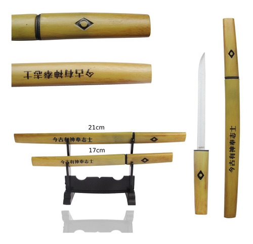 Miniatura Espadas Shirasaya Bambu Suporte Abridor De Cartas