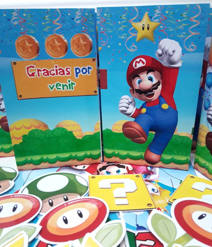 Kit Mario Bros.vasos ,platos 100% Artesanal -cotillon-k