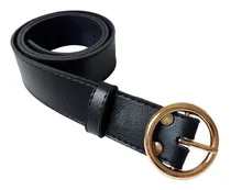 Comprar Cinto Feminino De Corino Fivela Redonda-dourado Cor Preto Tamanho P
