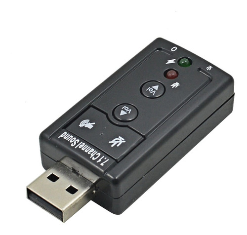 Placa De Som Externa 7.1 Usb Com Botões Pc Notebook Ps4 Cor Preto