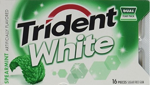 Trident White Menta Verde De Paquete Doble 12 Paquetes De 16