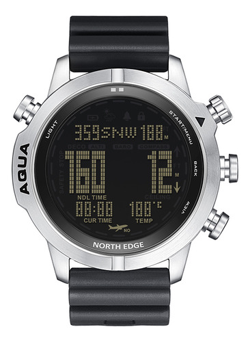 Reloj De Acero Con Brújula Digital, Resistente Al Agua, 100