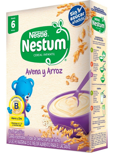 Cereal Infantil Nestum® Avena Y Arroz 250g X5 Cajas