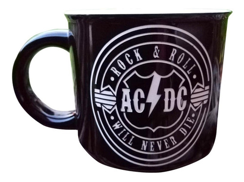 Taza Grabada Negra Brillante Grupo De Rock Acdc 15 Oz 