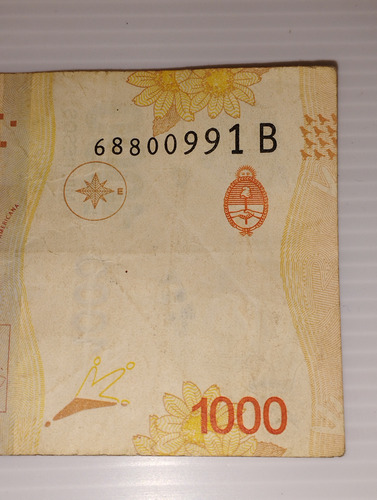 Billete De Mil Con Defectos De Impresion Serie B (Usado)