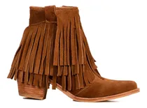 Comprar Botas Texanas Mujer Flecos Taco Medio Cuero 100% Cierre Boho