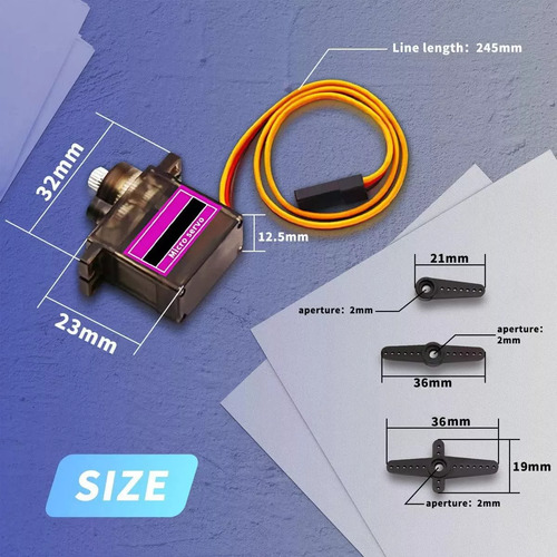 Tecneu 2 Piezas Servomotor Mg90s Engranes Metálicos 2.2kg Arduino Alto Torque