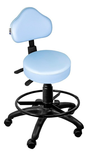 Cadeira Mocho Azul Ergonômico Com Aro - Ultra Móveis