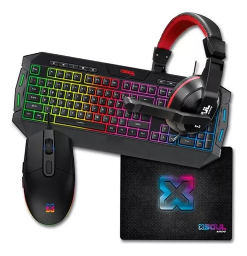 Kit Gaming 4 En 1 Soul - Nuevo, Teclado, Mouse, Auris Y Pad