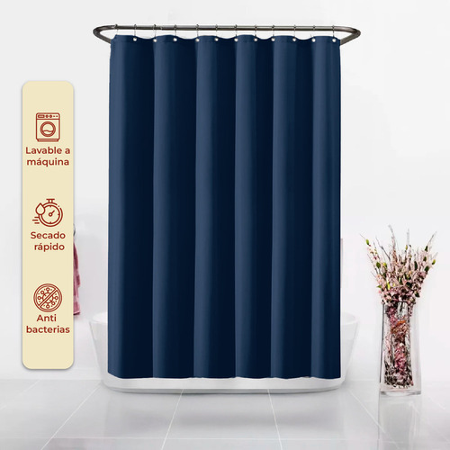 Cortina De Chuveiro De Poliéster 180x180 Cm Ganchos De Aço