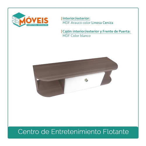 Centro De Entretenimiento Flotante Con Cajon_gris