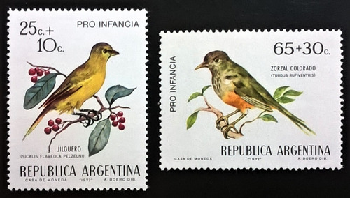 Argentina Aves, Serie Gj 1586-7 Pro Infancia 72 Mint L13401