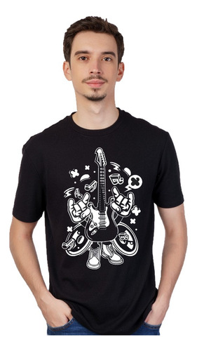 Remera Negra - Guitarrista Guitarra - Manga Corta Unisex 