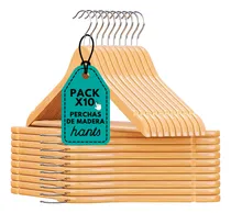 Comprar Pack X10 Percha De Madera Lustrada 1° Calidad Terminacion Con Barniz Organizadores De Ropa Para El Hogar Uso Comercial