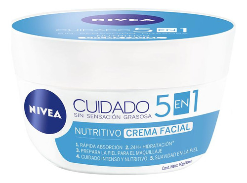 Crema Nivea Facial Nutritiva 5 En 1 Hidratación 24h+ 50ml